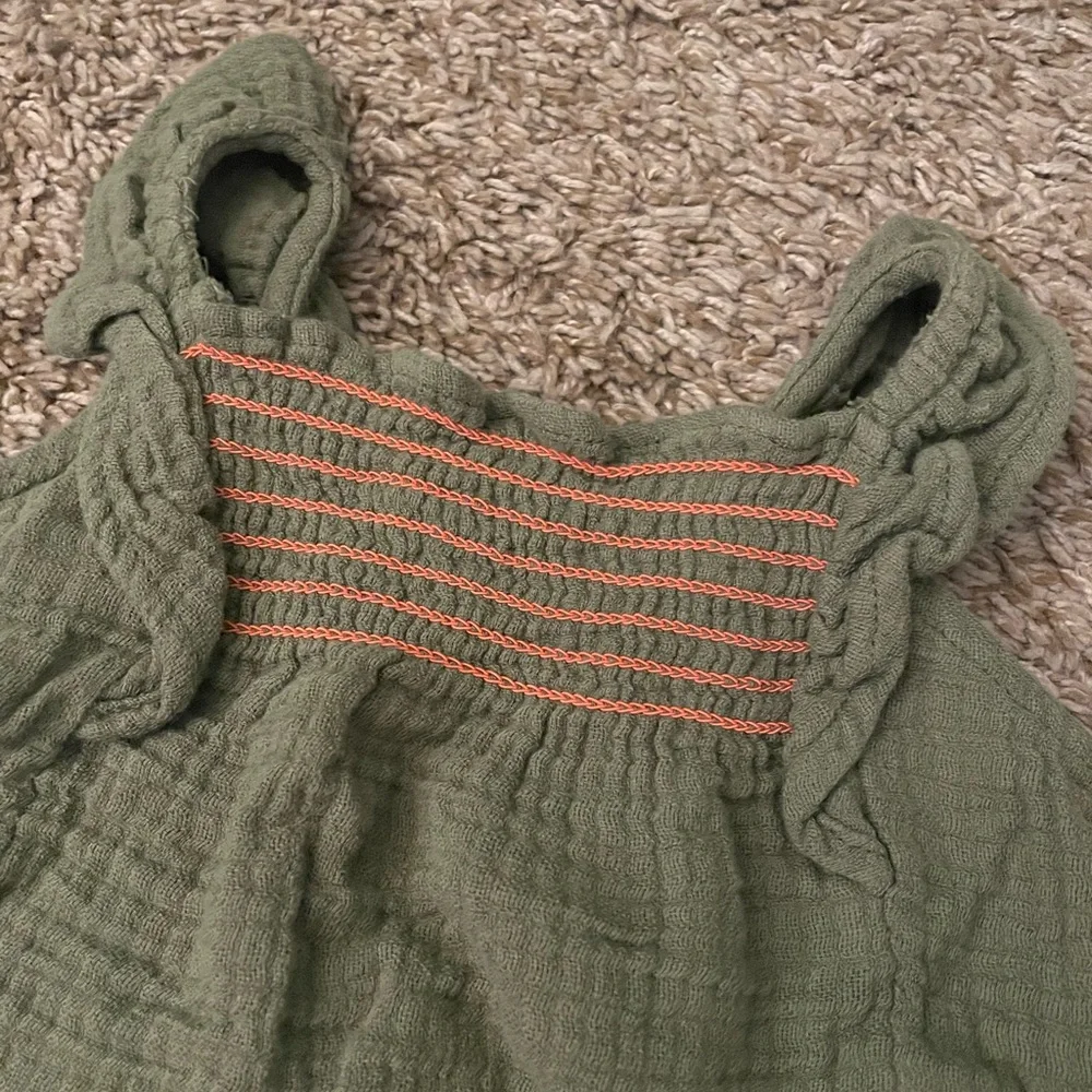 Old Navy Olive Green Kids Tank Top with Orange Stitching